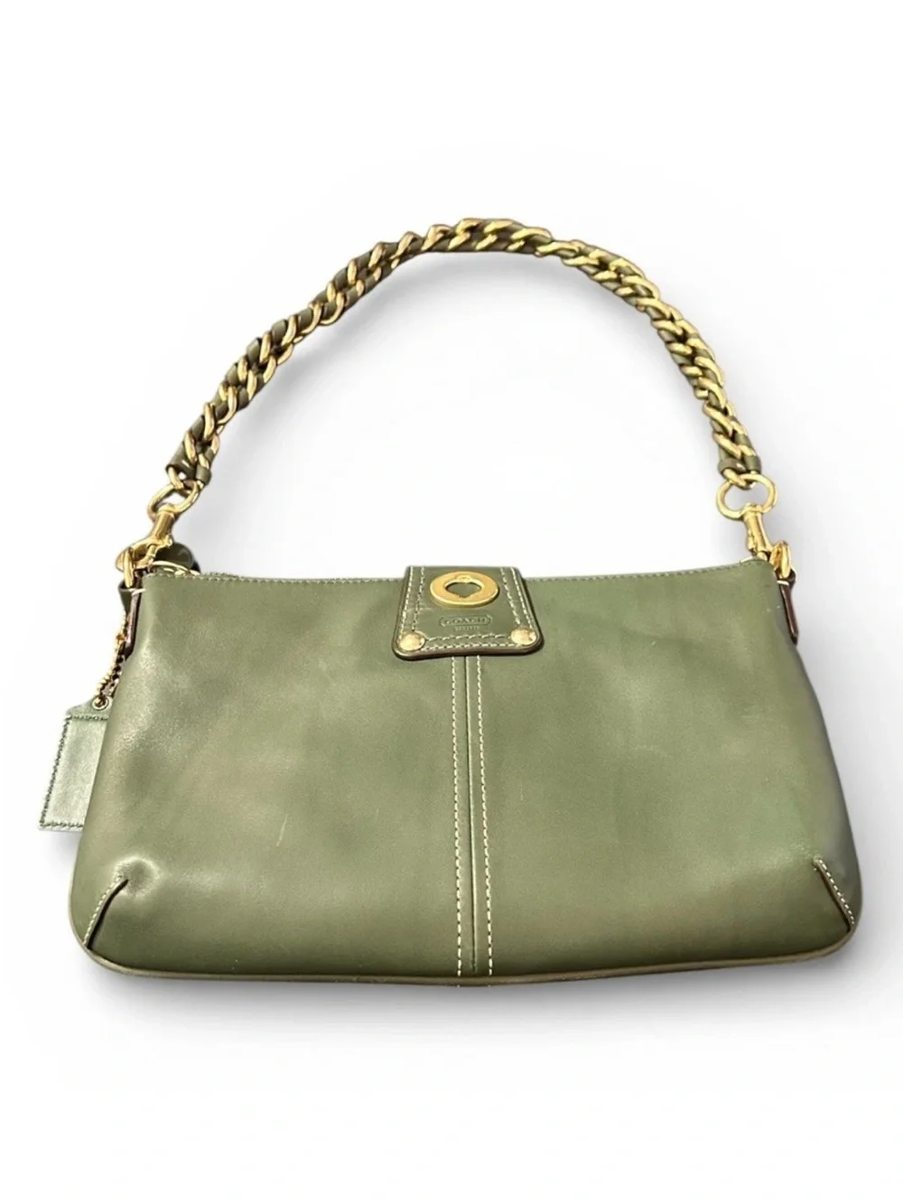 Coach Bridget Shoulder Bag/Clutch, Green Leather, Brass Hardware *Rare* 2009 EUC